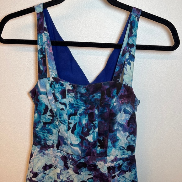 Silence + Noise Abstract Print Blue Sleeveless Mini Dress - Size 0 - Picture 2 of 11